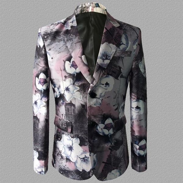 impressão blazer ternos masculinos designs jaqueta trajes de palco masculinos cantores roupas dança estilo estrela vestido punk rock masculino homme tern239Q