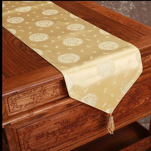 Runner da tavolo damascati corti lunghi ed eleganti Decorazioni per la tavola da tavola per feste di Natale di nozze Tappetino da caffè in raso di seta Runner 150x 33c312r