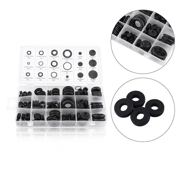 125pcs set di passacavi in gomma 18 dimensioni passacavo in gomma set di tappi per fori per firewall set di guarnizioni per cavi elettrici passacavo assortimento2594