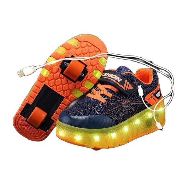 Pattini a rulli in linea due ruote sneaker luminose scarpe pattinate a rulli a led rossa nera per bambini scarpe a led per ragazzi le scarpe da ragazza illuminata 28-43 HKD230720