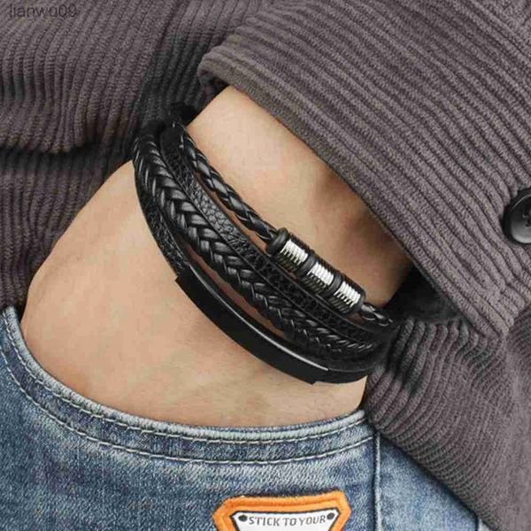 Trendy Leder Armbänder Für Männer Multilayer Geflochtenen Seil Armbänder Für Männer Armbänder Schmuck Kostenloser Versand Pulsera Hombre L230704