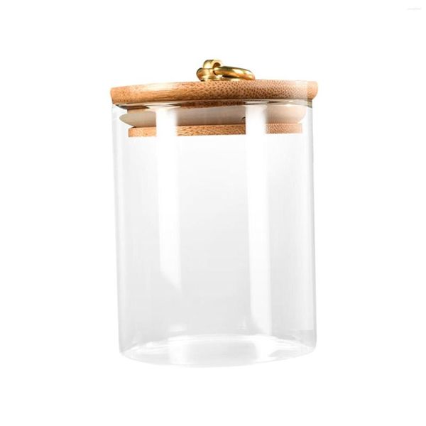 Бутылки для хранения стеклянная банка прозрачная пустая бутылка мульти используемый органайзер с деревянной крышкой для мелких предметов кухня сухие ингредиенты приправы конфеты