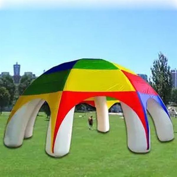 Barraca de cúpula de aranha inflável gigante de arco-íris de 8 m com 6 vigas grande marquise de gramado ao ar livre para event273f