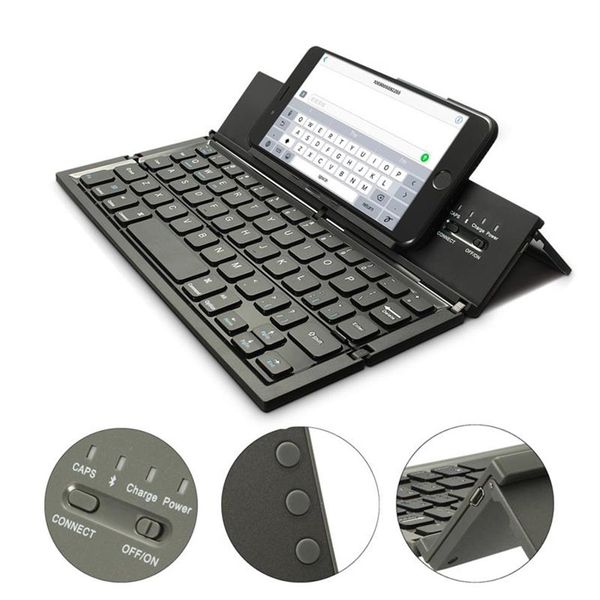 Tragbare kabellose Tastatur, faltbare Bluetooth-Tastatur für Tisch-PC, Laptop, Mini-Tastatur, QWERTY-Halterung für IOS für Android Windows320J