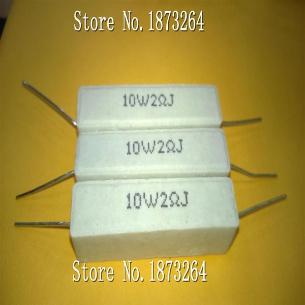 10W2RJ resistores de cimento de cerâmica resistência de cimento 10W2 chumbo 10 watts 2 ohm resistor de carga 5PCS LOT297e