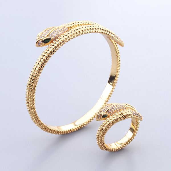 braccialetti rigidi da donna in argento serpente placcato oro 18 carati per donne figlia e mamma set anello da tennis Moda unisex designer di gioielli gioielli festa regalo a sorpresa matrimonio