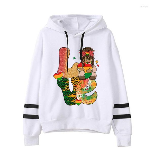 Damen Hoodies Black History Month Sweatshirts Weibliche Cartoon Liebe Frauen Vintage Menschen Tops Farbe Haarband Kleidung