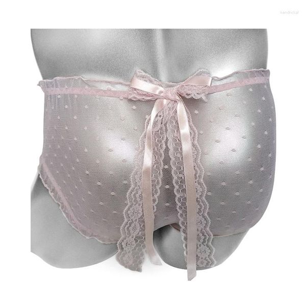 Cueca Cueca Transparente Mesh Sissy Cuecas Dot Transparente Gay Sexy Lingerie Masculina Lingerie Masculina Cintura Baixa Respirável Masculino