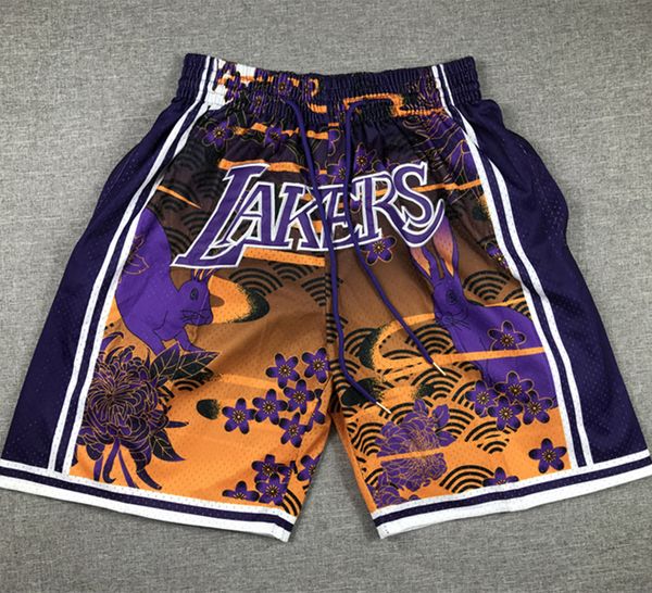 Short de basquete Just Don amarelo vintage Just Don curto com bolsos retrô 1996 masculino roxo com zíper curto costurado time de basquete S-XXL{categoria}