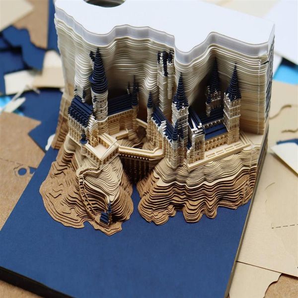 Castelo de Hogwarts Bloco de notas 3d harry Design Famoso filme edifício288u