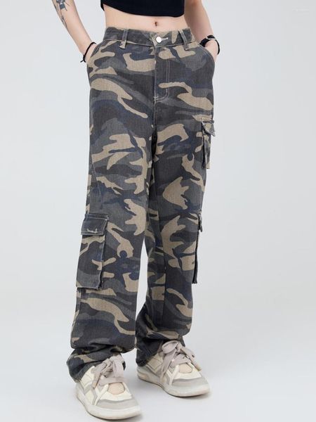 Jeans da uomo Jeans da uomo Distressed Camouflage Tasche vintage Pantaloni in denim Hip Hop Per uomo Donna Streetwear Carico militare Inverno Primavera Z230728