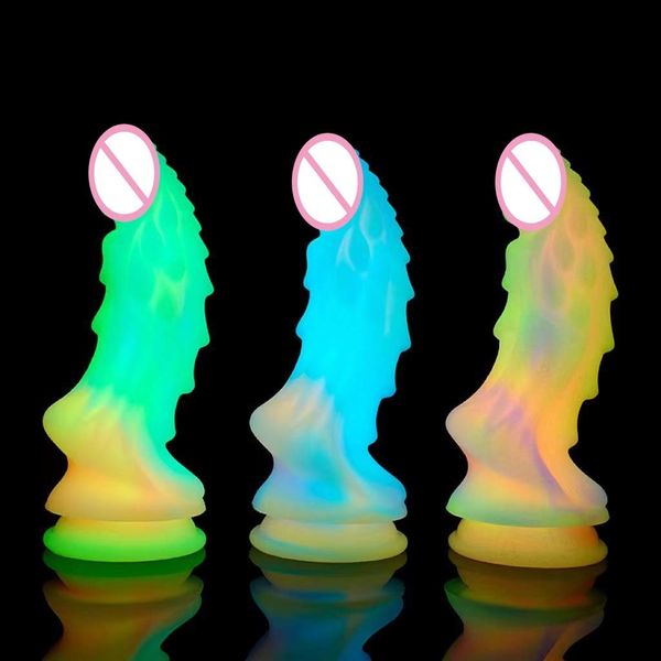 DildosDongs Luminous Monster Dildo per donne Giocattoli adulti del sesso Dildo reale con ventosa Gode Enormi giocattoli anali in silicone 230719