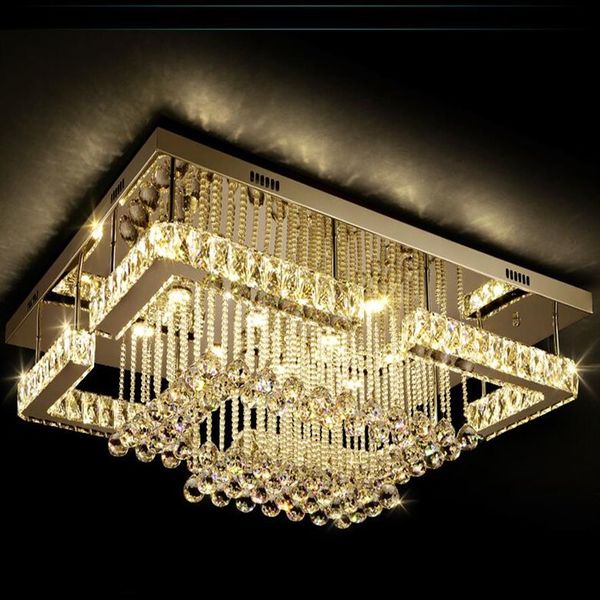 New Modern Luxury Pandant Lights Lampadari rettangolari LED K9 Crystal Lampadari a soffitto Fixutres Foyer Lampade Luci per Living Roo205e