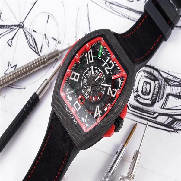 44mmx53 5mm orologio V45 MEXICO LIMITED EDITION Racing Carbon TOP QUALITY Skeleton automatico orologio da polso da uomo sportivo NH35A211V