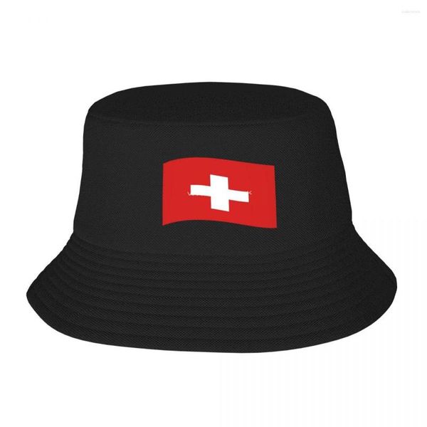 Berretti Svizzera Bandiera svizzera Cappello da pescatore Berretto per adulti Moderno viaggio traspirante Bel regalo