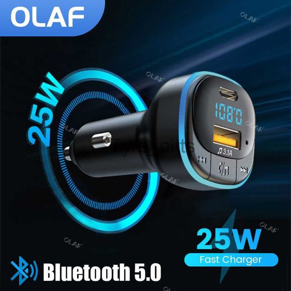 Diğer Piller Chargers Araç Bluetooth 5.0 Şarj Cihazı Eller serbest MP3 FM Verici Bluetooth Araç Şarj Cihazı PD 25W Hızlı Şarj Cihazı Adaptör Ses Alıcı X0720