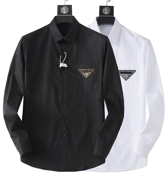 Herren-Hemdhemden neue lässige Hemden Männer Single Breasted Long Sleeve gedruckt schwarz-weiß-Nagelperlenhemd asiatische Größe M-XXXL