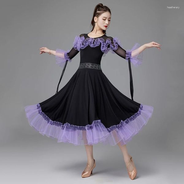 Bühnenkleidung Ballsaal Tanz Performance Kostüm Erwachsene Frauen Prom Walzer Tanzen Kleid Elegante moderne Dancewear Wettbewerb DL10745