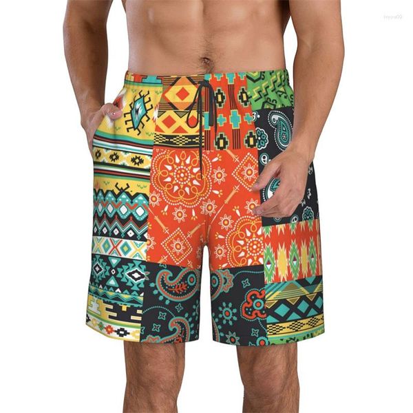 Shorts masculinos Paisley Calça colorida com estampa de caveira impressão 3D Hip Hop Y2k Board Summer Hawaii Maiô Cool Surfing Swim Maiô