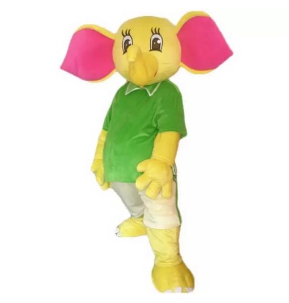 Fantasia de mascote de elefante amarelo personagem de desenho animado tamanho adulto de alta qualidade