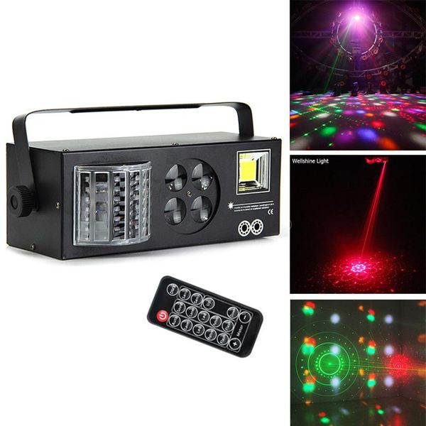 Dj-Ausrüstung 4 in1 Laserbeleuchtung Blitz Strobe Muster Schmetterling Derby DMX512 LED-Beleuchtungslampe Disco KTV Bühnenlicht Vier Funktionen330J