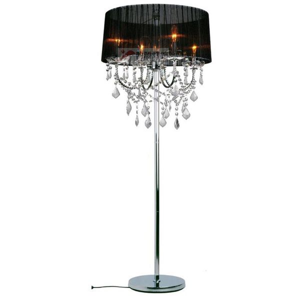 Moderne Kristall-Wohnzimmer-Stehlampe, europäischer Stoff-Lampenschirm, Glas-Stoff, zum Aufhängen, für Schlafzimmer, Nachttische, Ständer, Beleuchtungskörper, 276 m