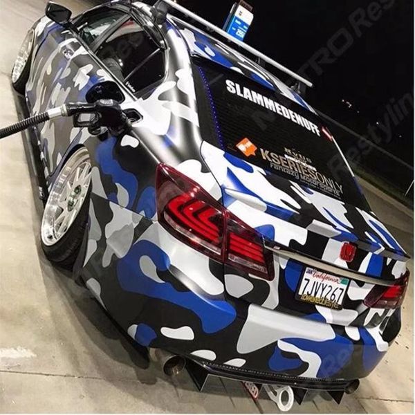 2018 New Blue Camouflage Vinyl For Car Truck Whole Wrap Camo styling Covering Film con rilascio d'aria Bubble Size 1 52x10m 20294W