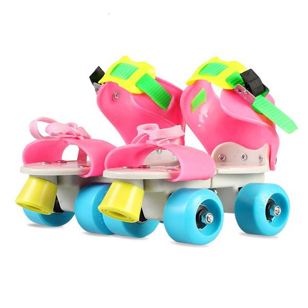 Pattini a rotelle in linea Scarpe da skate regolabili per bambini Doppia fila 4 ruote Pattinaggio scorrevole Slalom Regali per bambini Sneakers 230720