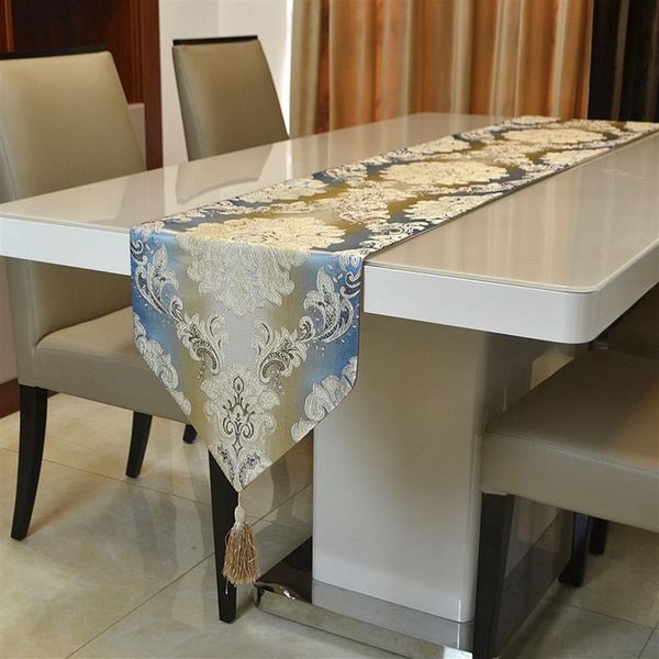Caminho de mesa Jacqurard minimalista europeu de luxo moderno para mesa de centro Decoração jogo americano toalha de mesa 32 cm x 180 cm276 w