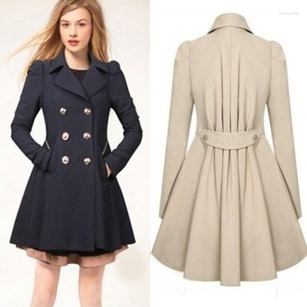 Gabardina Feminina Feminina Caimento Justo Casaco Longo Grande Primavera Outono Abotoamento Duplo Topo Vestido Jaqueta Jaqueta Feminina Xxxl