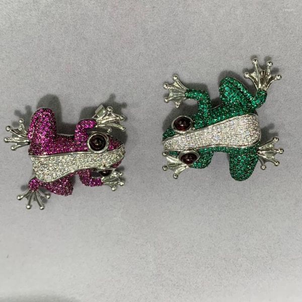 Broschen Grüne Rose Rot Farbe Frosch Brosche Pins Kupfer Mit Kubischen Zirkon Mode Frauen Schmuck