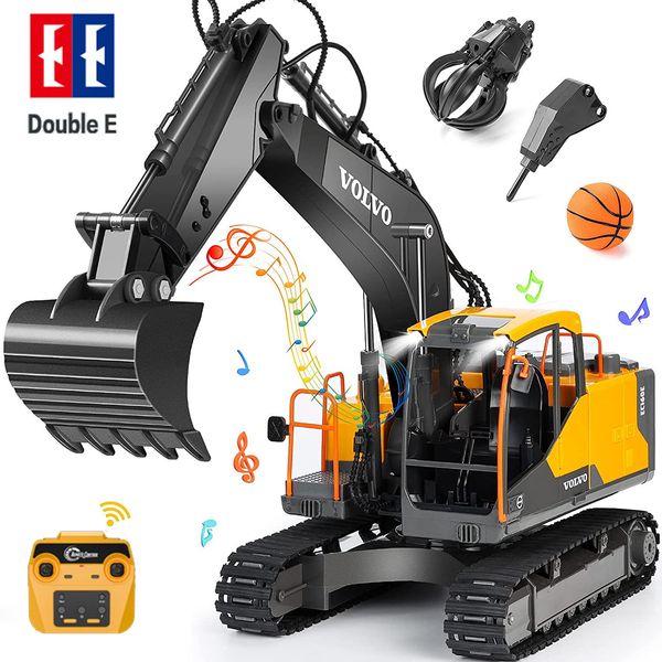 Electric RC Car Double E E598 RC Excavator 17 канал 1 16 Toys Engineering Remote Control Crawler Truck Lalloy для детских подарков 230719