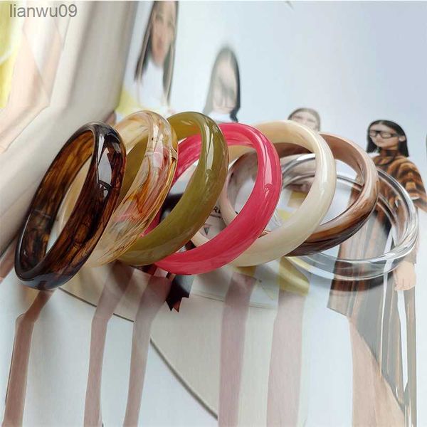 UJBOX 1PC Koreanische Acryl Harz Muster Armreif für Frauen Mädchen Mehrfarbig Klar Braun Armband Handgelenk Schmuck Zubehör L230704