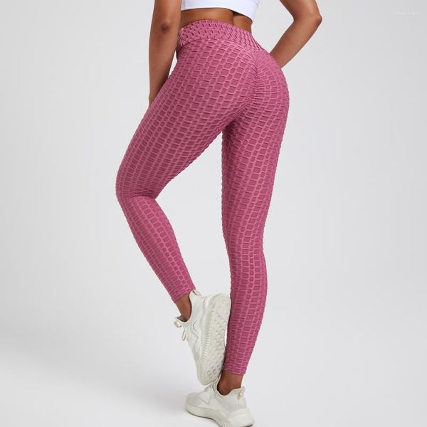 Leggings femininas Bubble Jacquard justas para mulheres moda ioga cintura alta calças esportivas levantamento de quadril fitness