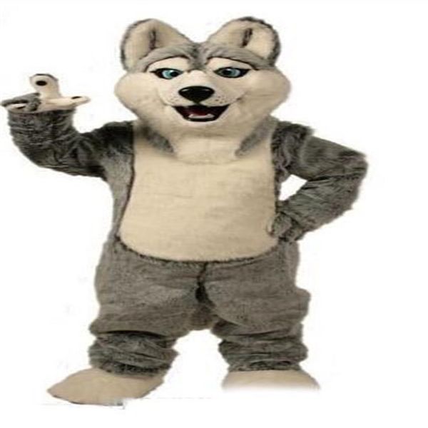 2019 trajes de mascote de lobo direto da fábrica dia das bruxas personagem de mascote de cachorro feriado cabeça traje de festa chique tamanho adulto aniversário226w