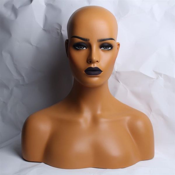 Weibliche realistische Fiberglas-Mannequin-Kopf-Büste für Perückenschmuck und Hut-Display YNF022258o