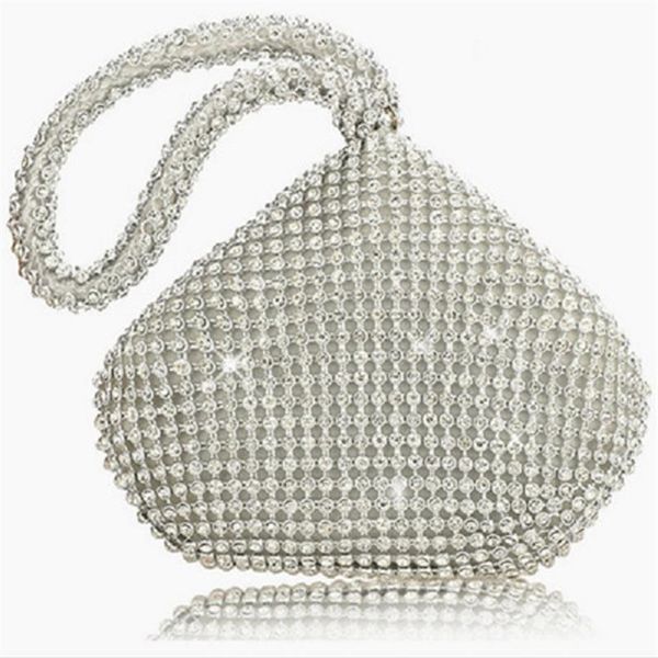 Saco Bolsas de prata Artesanato puro Forma de mina Saco de noite para segurar na mão Sacos de banquete portáteis femininos bolsas para artigos de casamento261B