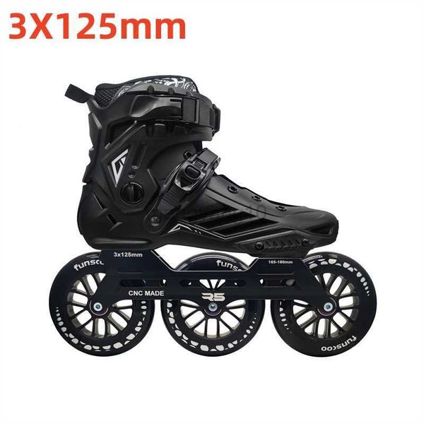 Satır içi paten patenleri 125mm büyük 3 tekerlekler satır içi hız patenleri Street Road Roller için Ayakkabı Yarışı Fitness Rolling Sabor'lar Tek Çizgi R5 3X125mm HKD230720