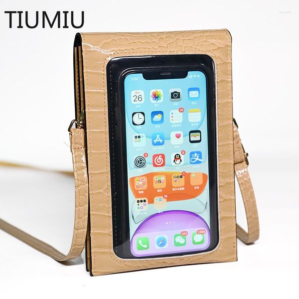 Bolsos de noche TIUMIUScreen, bolso de teléfono táctil para mujer, mensajero de PU, bandolera pequeña para mujer, monedero, tarjetero