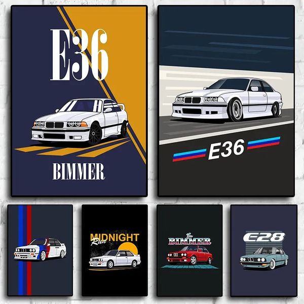 Canvas Painting Classics Cars E36 E28 Series Poster di auto sportive di lusso per la casa Room Living Decor Print Art Wall Pictures Gift 06