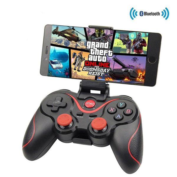 Controladores de jogo Joysticks T3 Gamepad X3 Sem fio Bluetooth Gaming Controles remotos com suportes para Smart Phones Tablets TVs TV bo268J