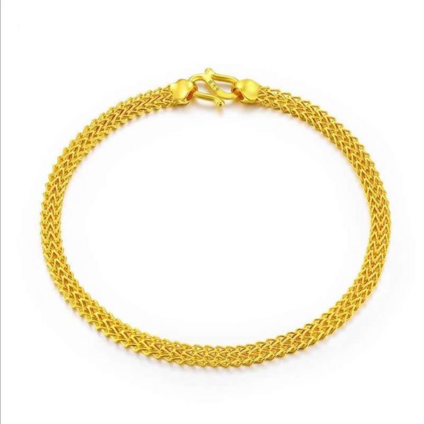 Аутентичный 999 модный браслет из чистого золота 6G Link Chain321a