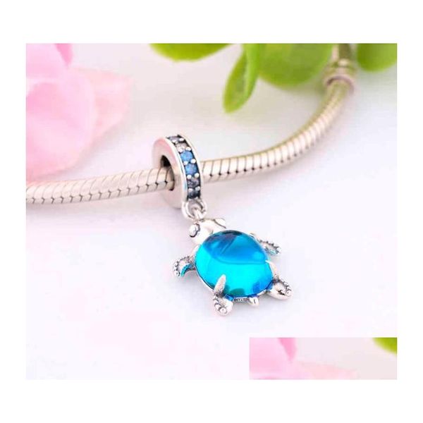 Colares com pingente Fit Original Europa Pulseira 100 925 Sterling Sier Beads Murano Glass Sea Turtle Pendure Charm High Quality Diy Jew Dhgyb