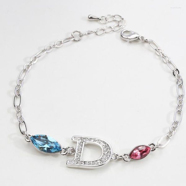 Link Bracciali BN-00049 Gioielli da donna alla moda 2023 Articoli sfusi Lettera di cristallo da donna all'ingrosso Regalo di San Valentino per la fidanzata