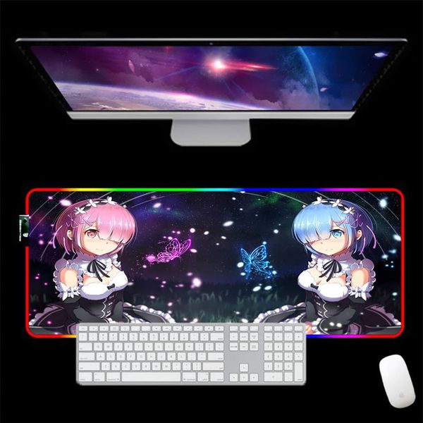 RGB 3D Sexy Girl Mat Poggiapolsi Mouse Pad Otaku Regalo di compleanno Computer Gaming Gamer Rem re zero LJ201031337P