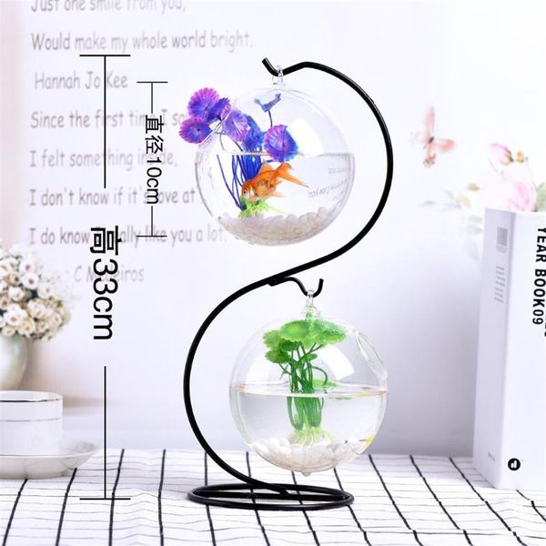 Acuarios Goldfish Ball Hanging Aquarium Fish Tank Bowl Ecosphere Flower Plant Jarrón Mesa para suministros para mascotas pequeñas Accessories2131