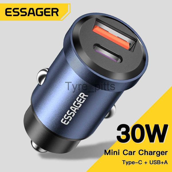 Другие батареи Chargers Essager USB C Car Зарядное устройство для быстрого зарядки для Xiaomi iPhone 12 13 OnePlus Huawei Poco3 Samsung 30W Typec Livece Phone Charge x0720