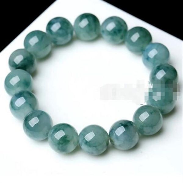 10mm 100% Natural Grau A Verde Jadeíta Pulseira de Pedras Preciosas redondas 7 5 pol. 288E