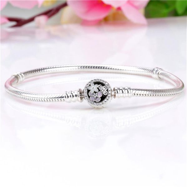 Echtes Armband aus 925er Sterlingsilber, poetische Blüte, gemischter CZ-Bohrer, geeignet für Schmuck im Pandora-Stil, Charm-Perlen aus echtem Silber281G