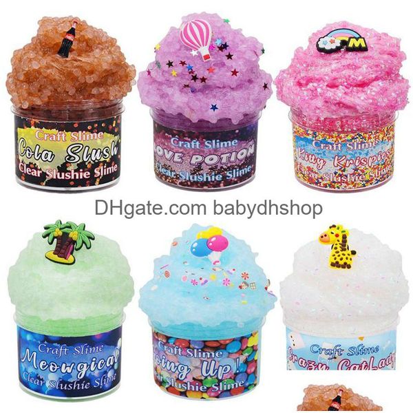 Modelagem de Massa de Argila 50Ml Educação Slime Cola Fofa Brinquedo Suprimentos de Argila Gelatina de Cristal Lama Modelagem de Desenhos Animados Presente de Modelagem de Plasticina Para Ki Dhfkx